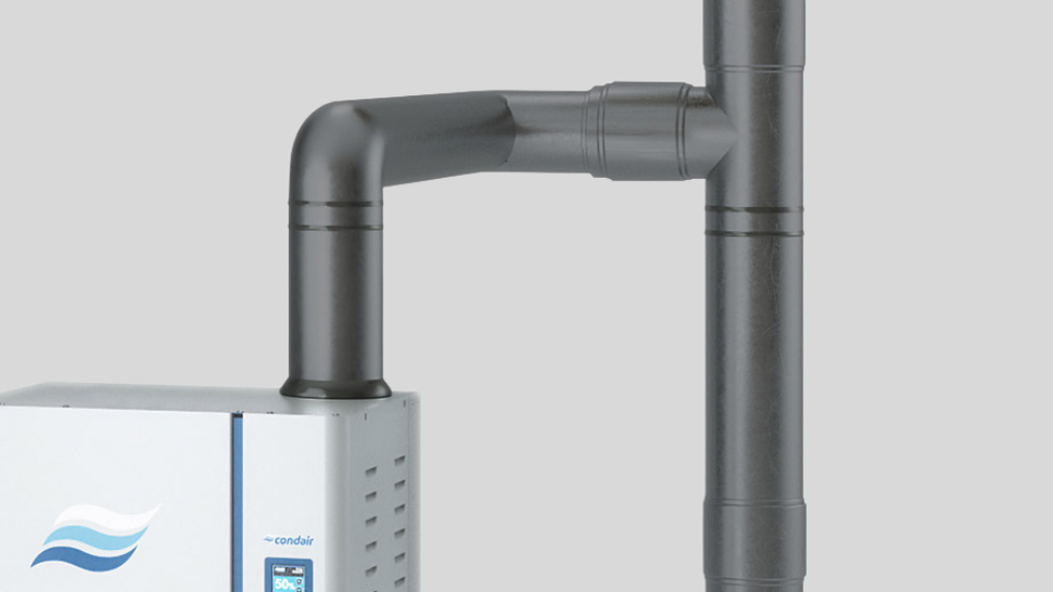 Condair GS flexible flue installation
